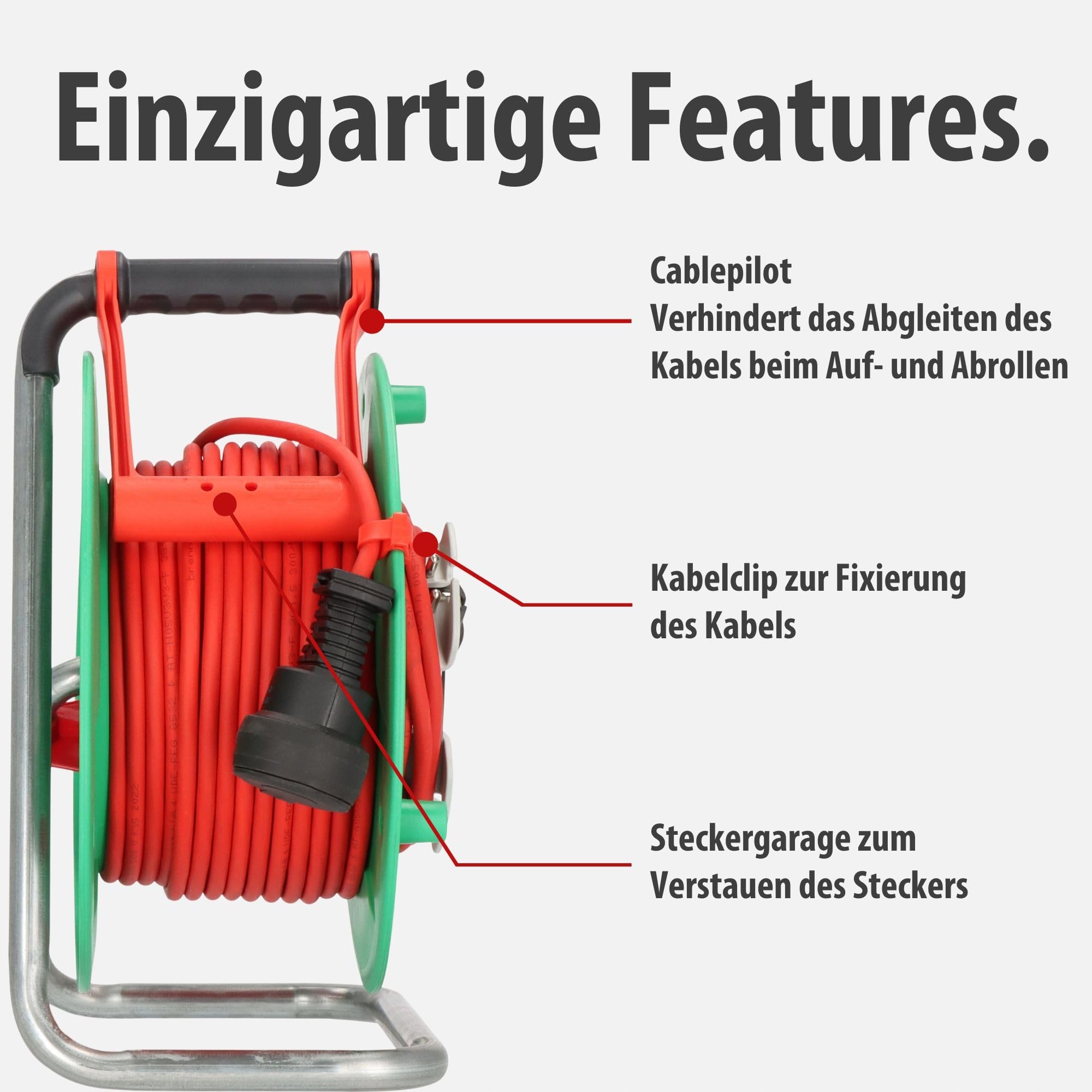 BRENNENSTUHL Kabeltrommel Ogrodowa IP44 40m Czerwony Na Zewnątrz — miniatura 4