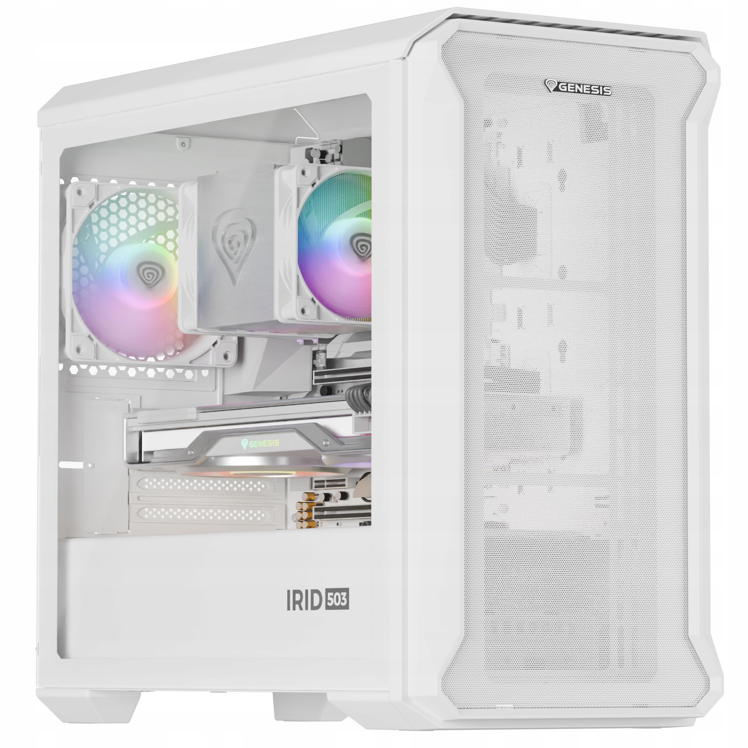 Obudowa Pc komputerowa Genesis Irid 503 Argb Lite Matx Mini Tower biały