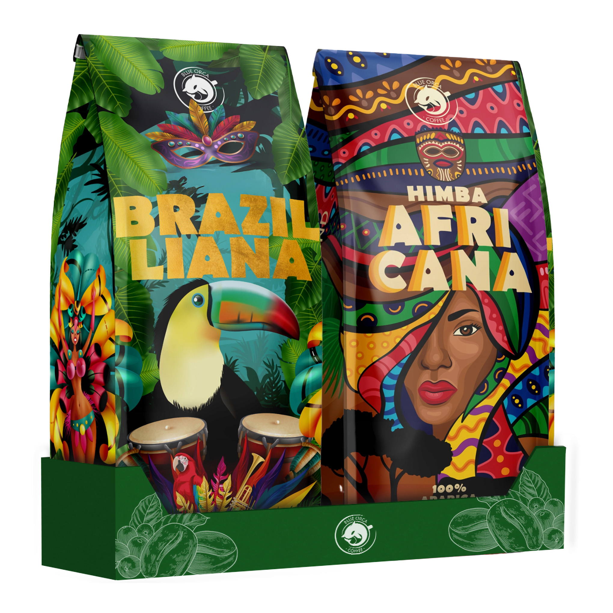 Káva zrnková 1kg x2 Čerstvě Pražená Arabica 100% Blue Orca Coffee Dárek