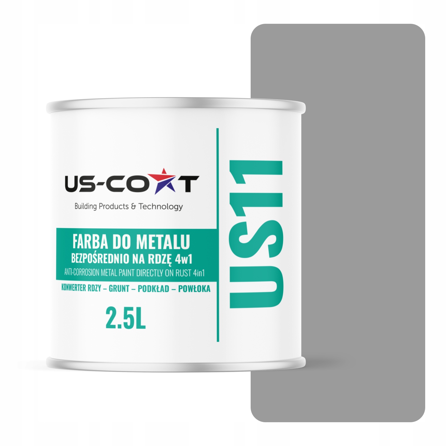 Farba Na Kov Na Hrdzu Plechová Oceľ 4v1 Sivá Signálová RAL7004 Polomat 2,5L