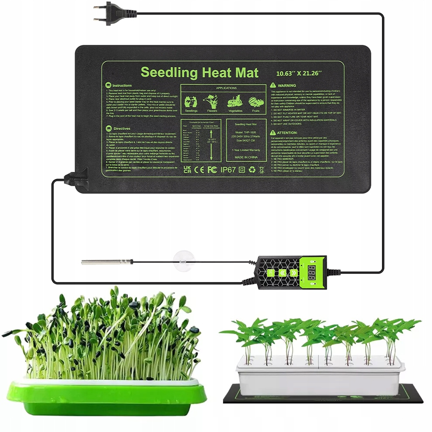 Levně Topný Rohož Do Terária Rostlin 50X27cm 27W Termostat Voděodolná