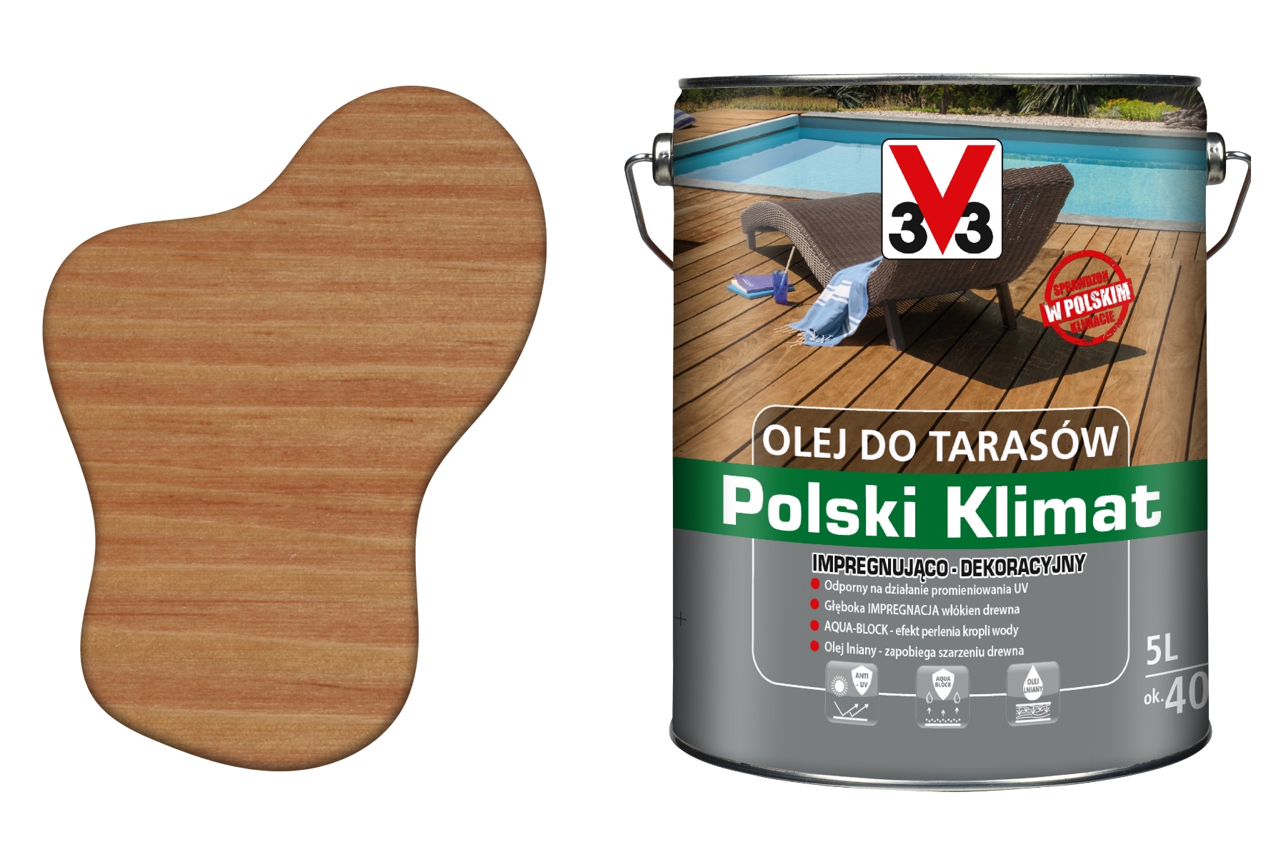 3V3 Olej Lniany Do Drewna Impregnujący Dekoracyjny Uv Matowy Tik Teak Tek