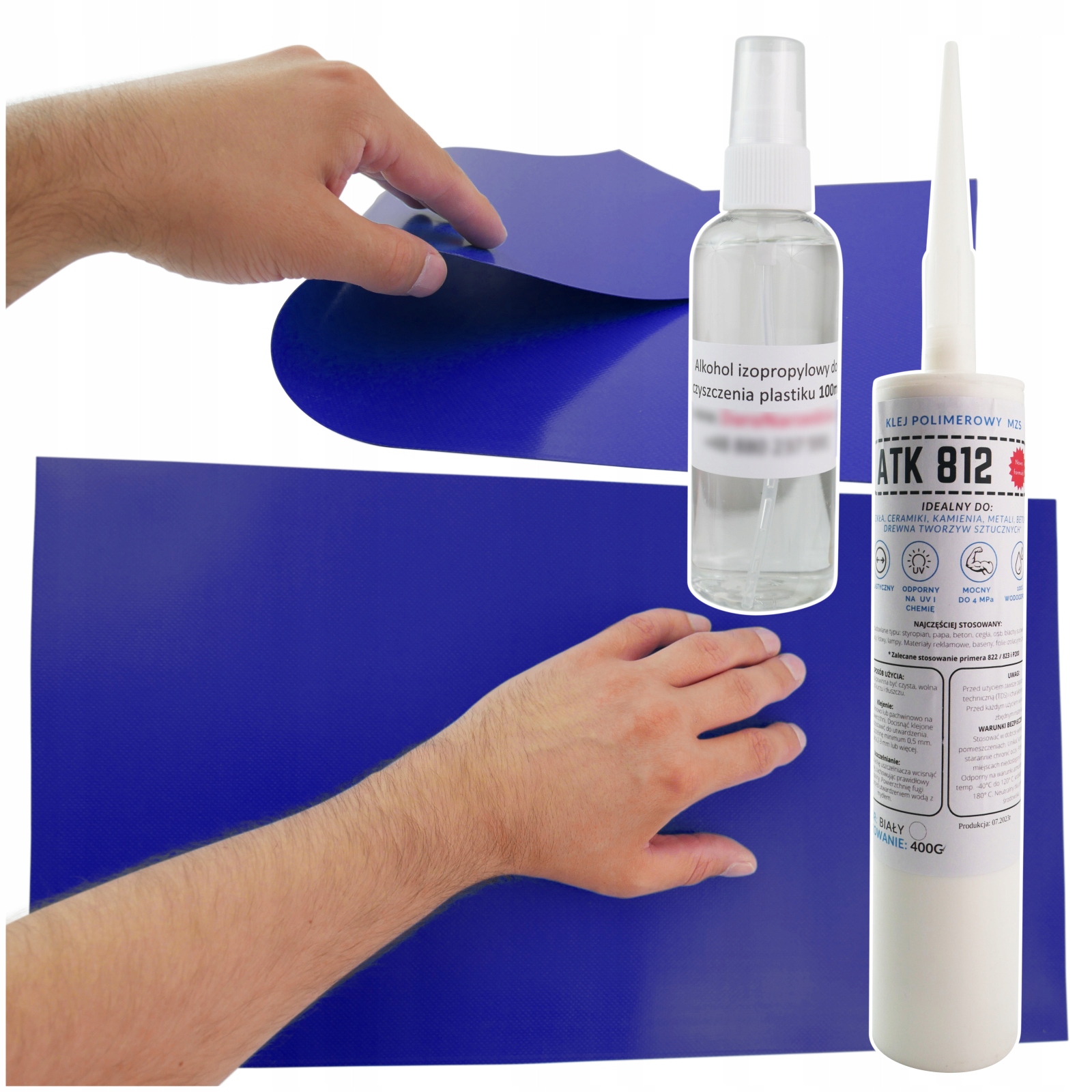 Oprava bazénů a nafukovacích člunů Polymerové lepidlo 50x27 cm Odmašťovač