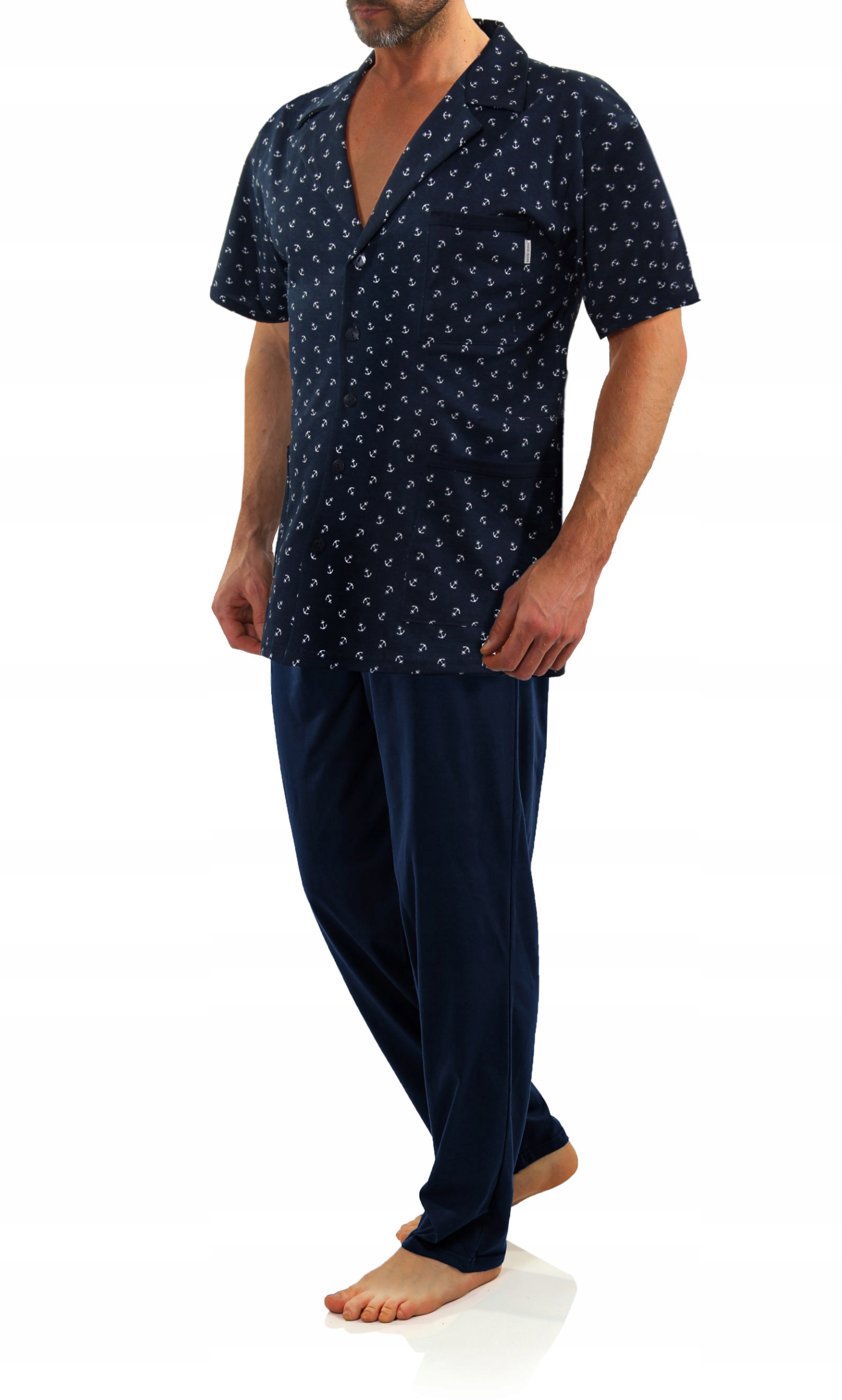 Sesto Senso bavlněné pánské pyžamo 4XL Námořnická Modrá