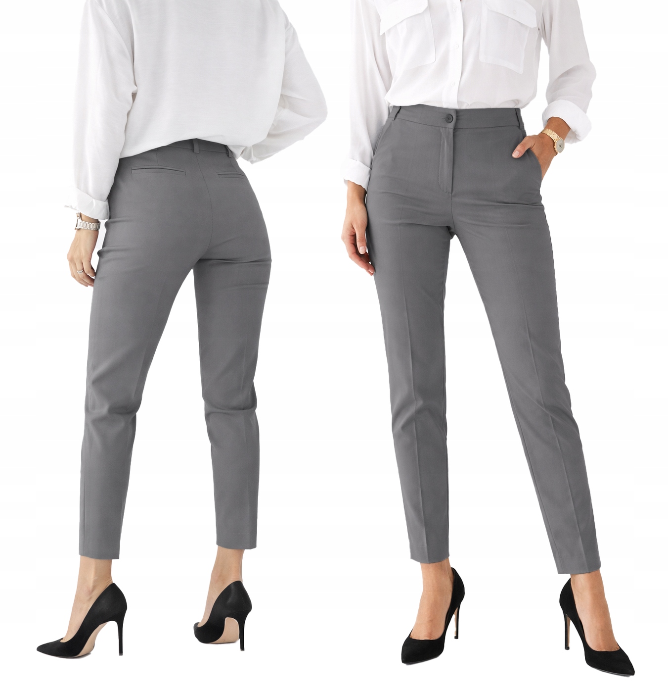 Dámské kalhoty Sigma 7/8 elegantní cigaretky šedé 36