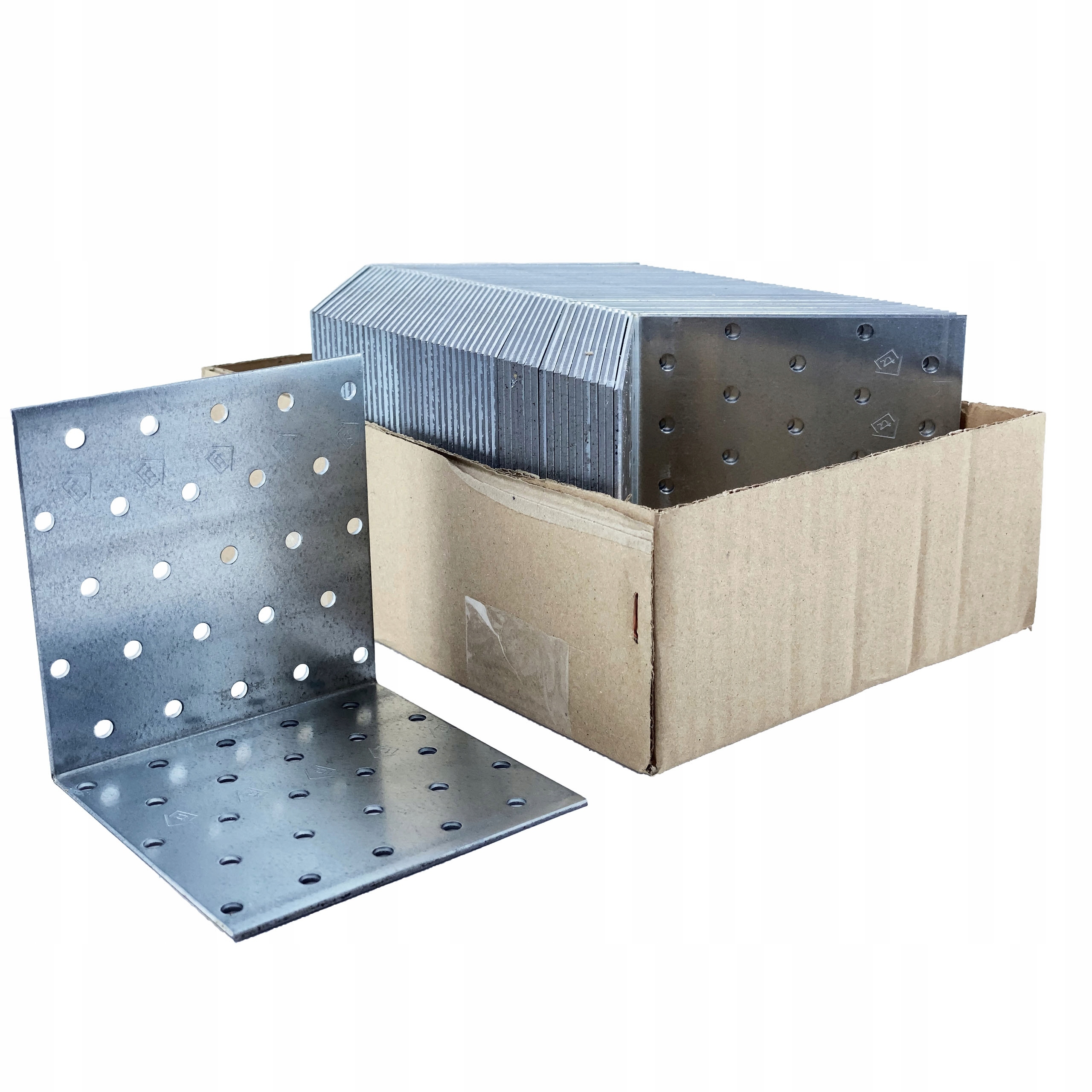 Perforované oceľové uholníky 100x100x100 x 2 mm 50 ks montážne KM13