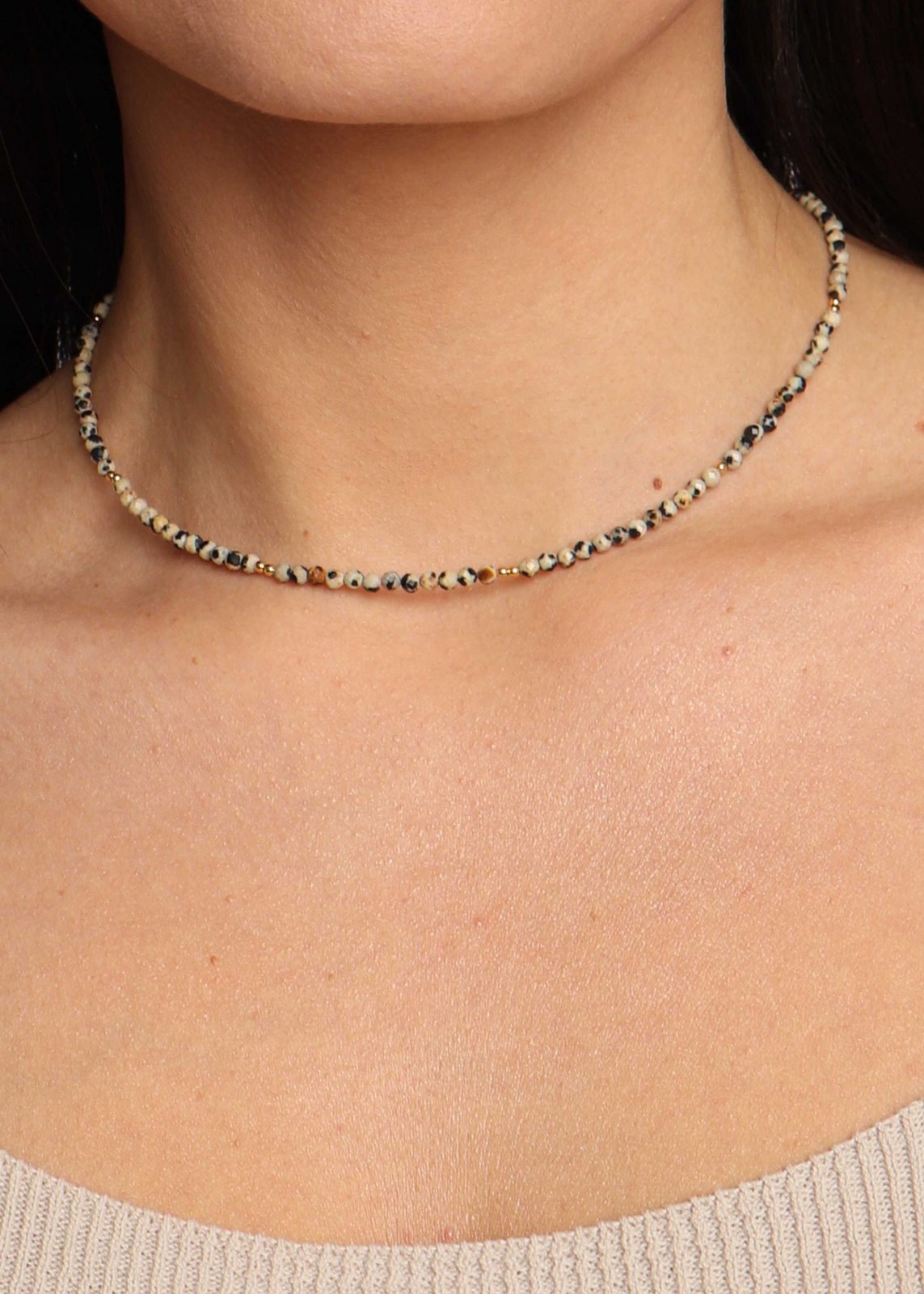 Náhrdelník z přírodních kamenů Jaspis dalmatský