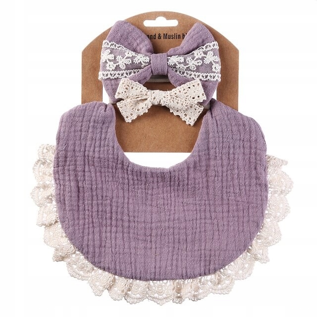 

Śliniak opaska kokarda Vintage/Boho Muślin koronką