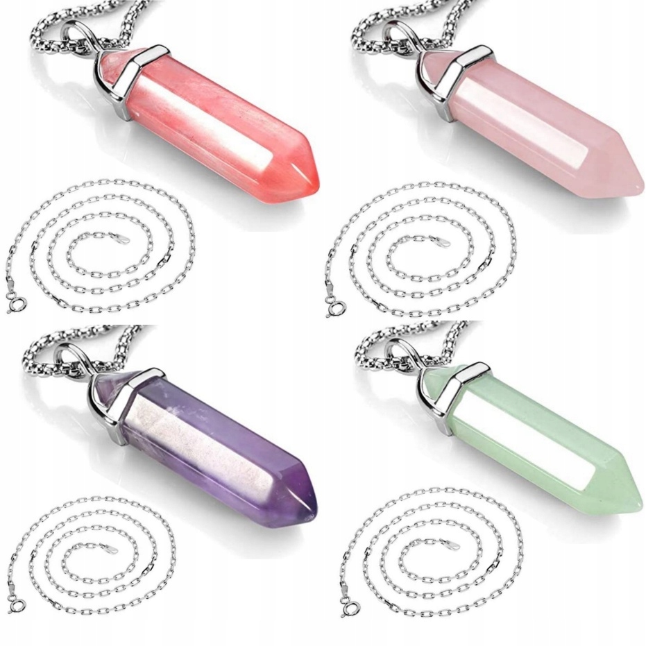 

Zestaw 4 naszyjników Ametyst, Awenturyn, Kwarc x2