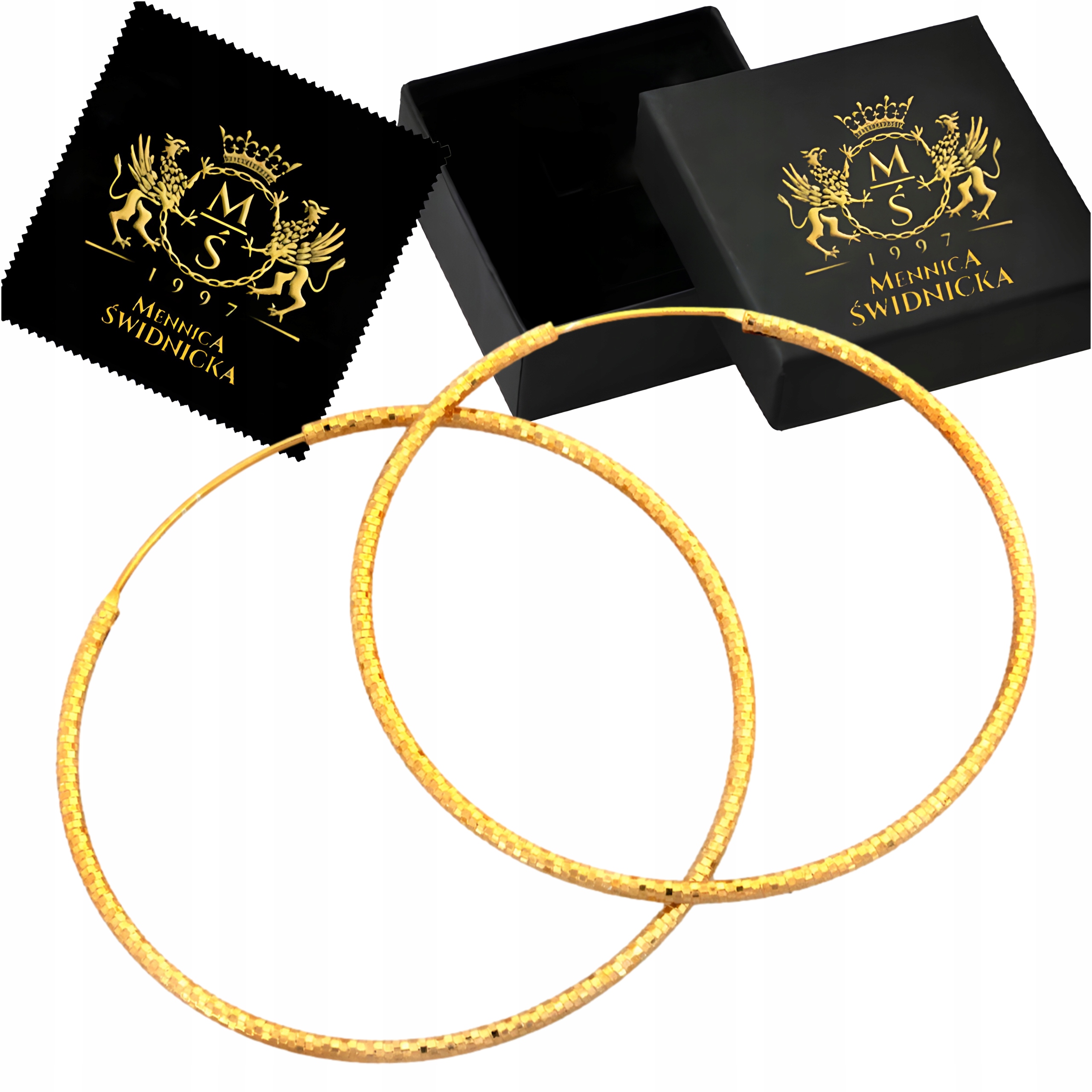 Stříbrné Náušnice pozlacené kroužky 51 mm Szarnir Stříbro 925 Dárek pro ženy