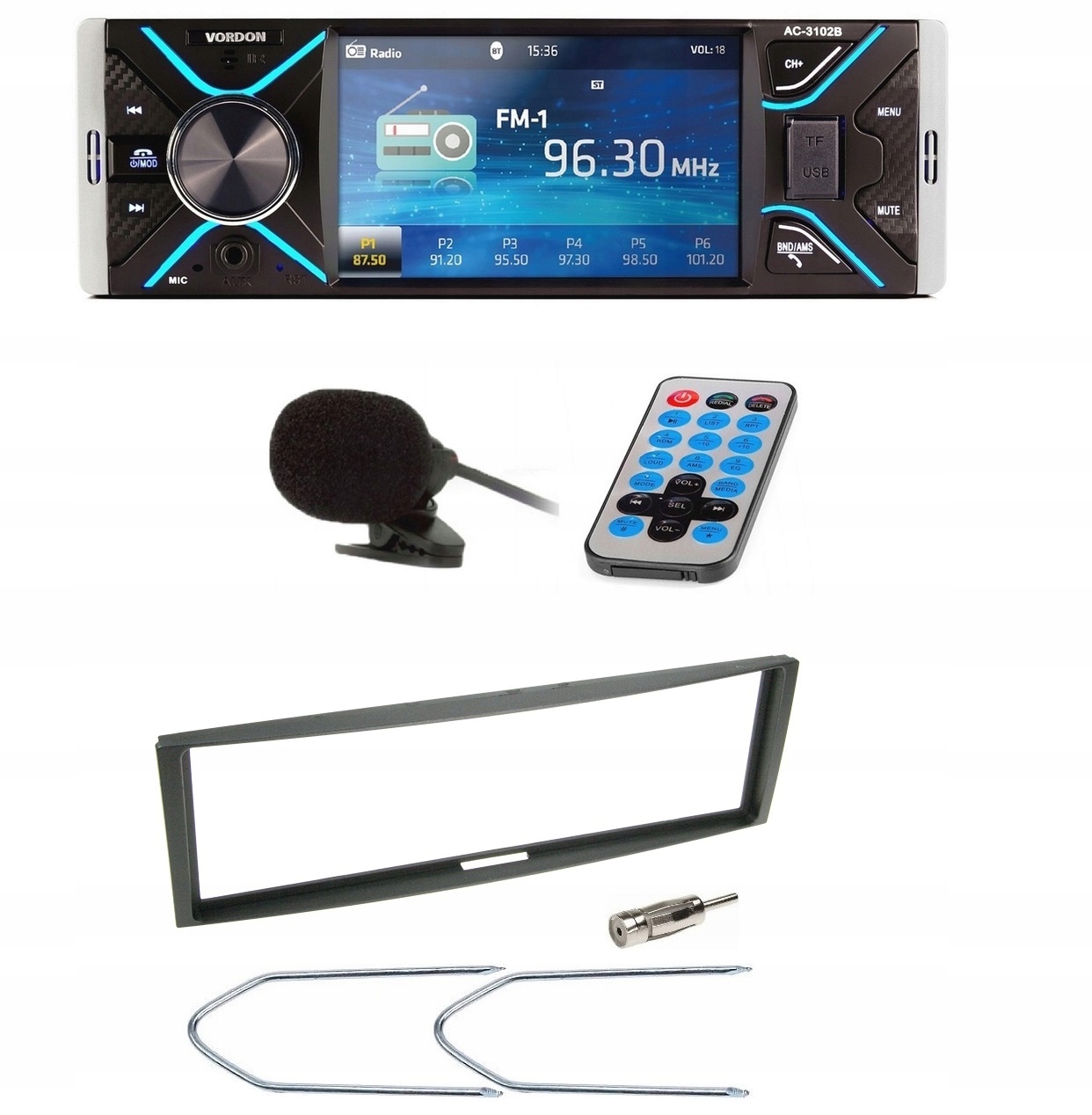 Bluetooth autorádio Vordon AC-3102B LCD Usb Aux Renault Megane 2