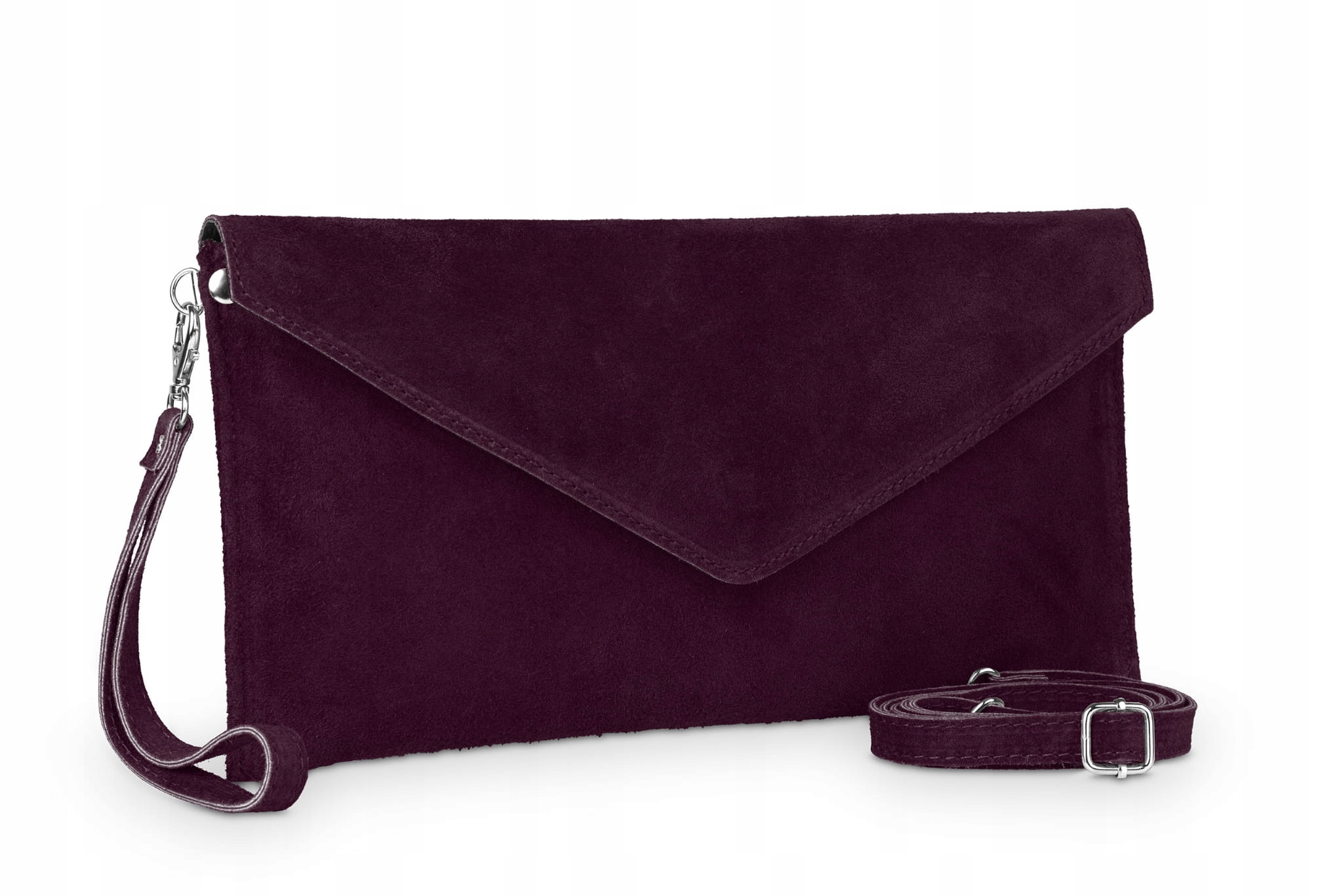 Torebka Skórzana Kopertówka Vera Pelle Bordowa