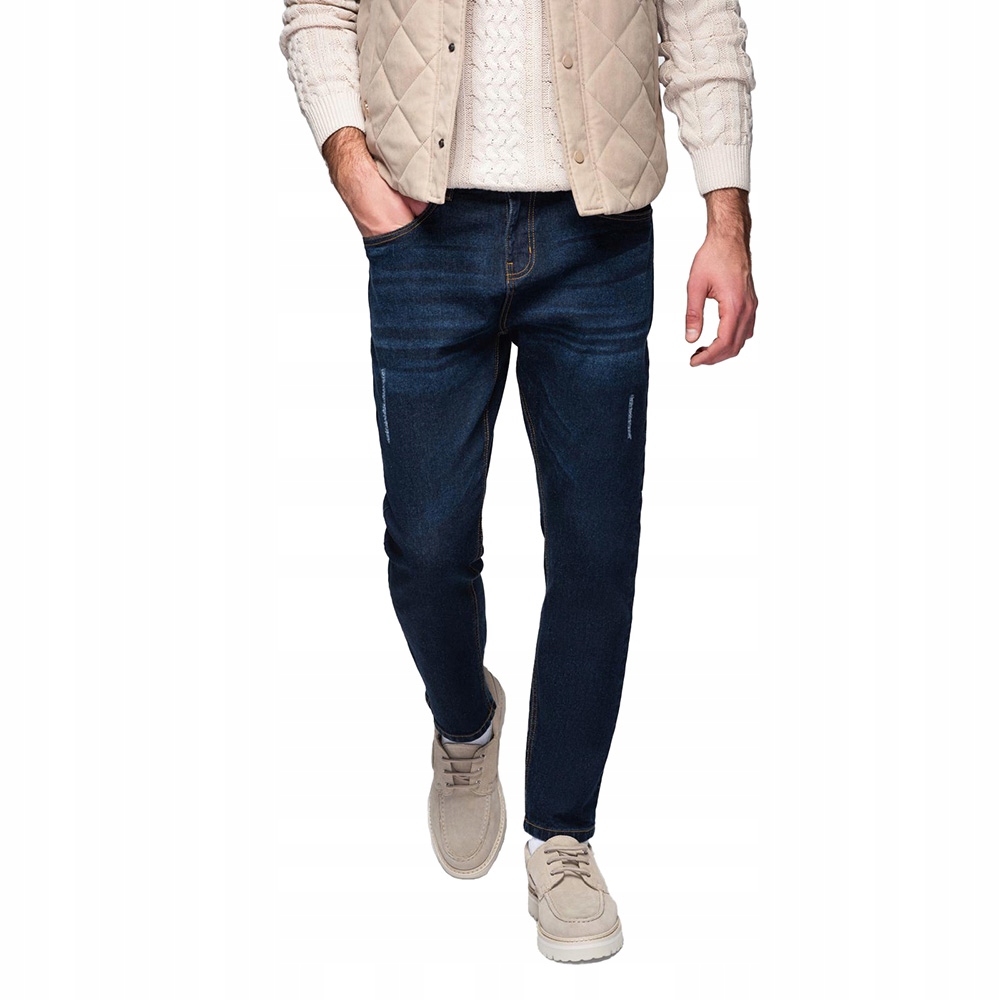 Pánské džínové kalhoty s oděrkami, tmavě modré OM-PADP-0241 V4 XL