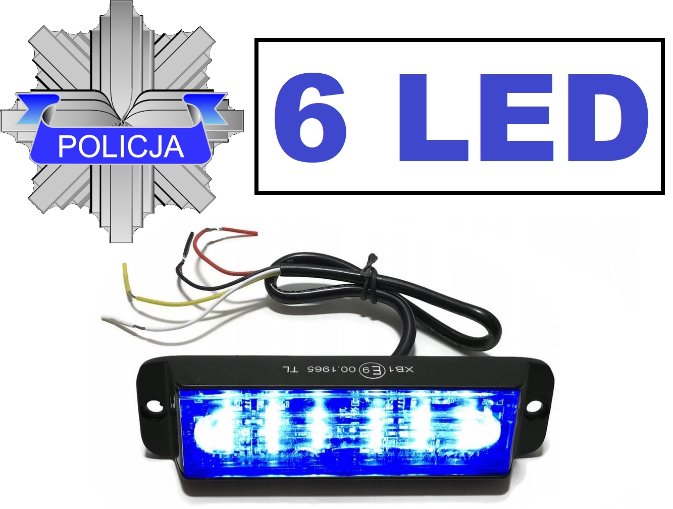 LAMPY STROBOSKOP LED 6 blue POLICJA 12V ORYGINAŁ