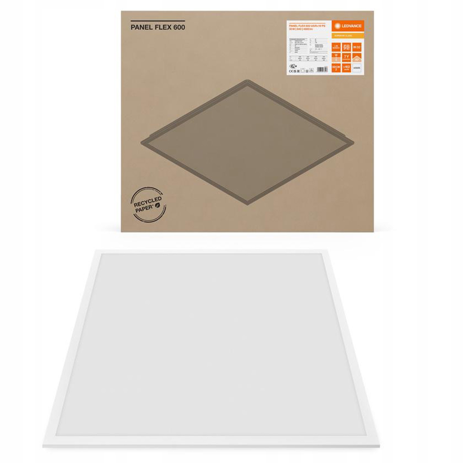 Led panel Lampa stropná Kaseton 30W 4860lm 4000K UGR19 60x60cm Flex