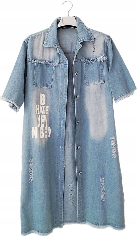 ORYGINALNA MODNA DAMSKA JEANSOWA ROZPINANA NARZUTKA KURTKA KIESZENIE XL /42 Kolor niebieski