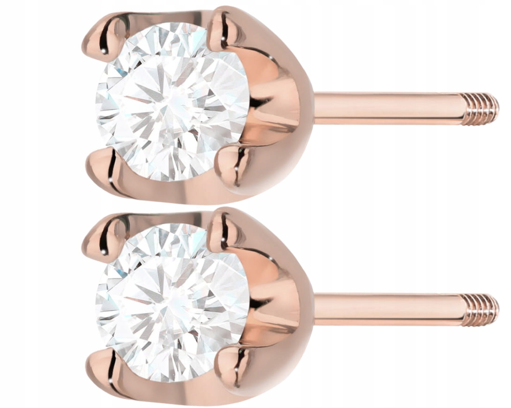 Růžové Zlato Náušnice S Diamantem Šroubovací Tyčinka Zlato 585 Jako Dárek