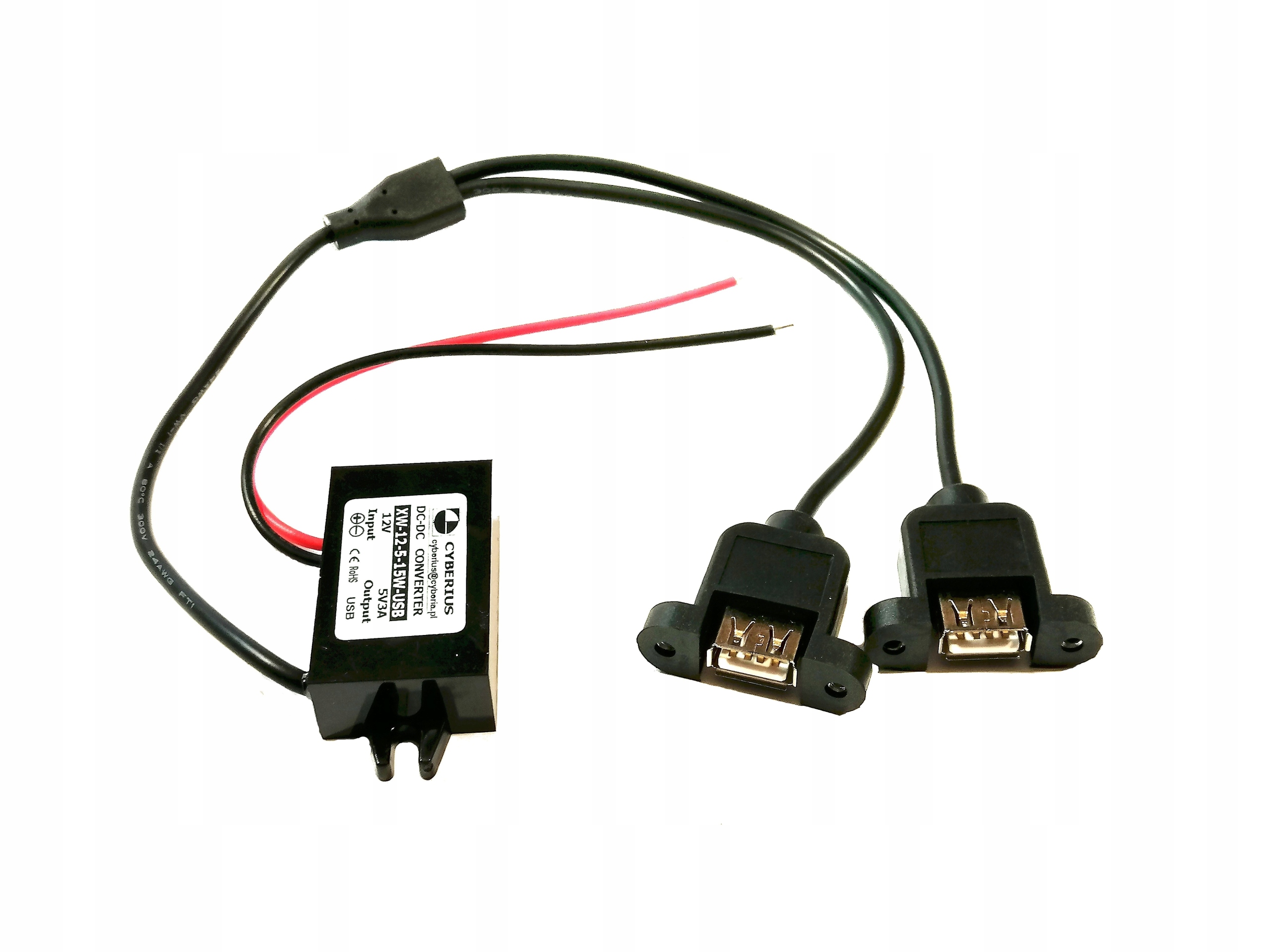 

przewód przetwornica nap. 12V x 2x5V/3A Usb