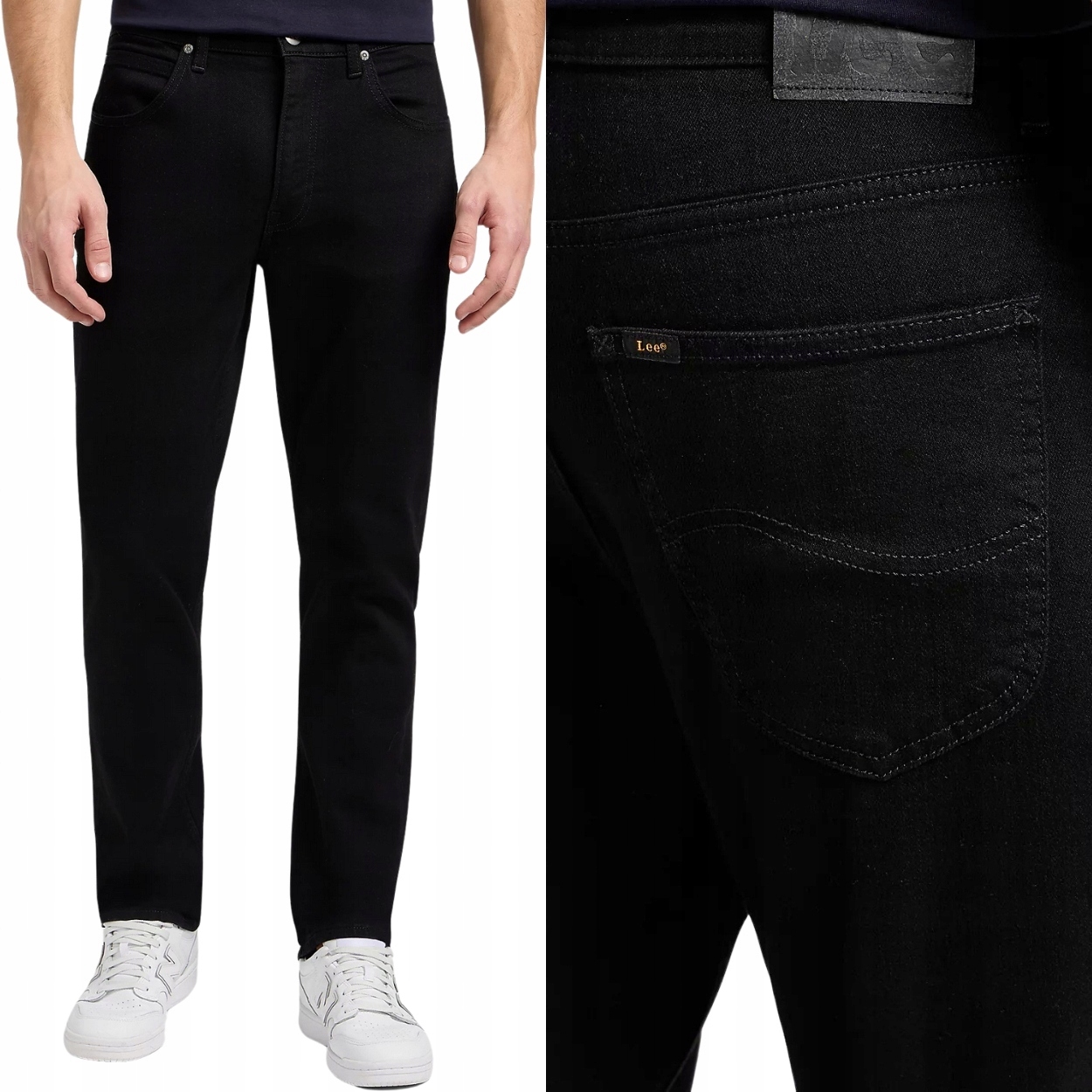 Lee Brooklyn Clean Black Džins černé jednoduché džínové kalhoty W48 L34