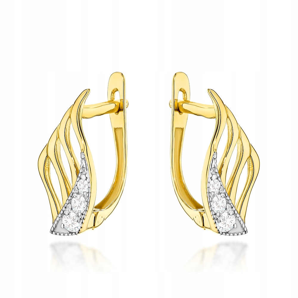 Náušnice zlaté 585 křídla zdobené zirkony jako dárek pod vánoční stromeček