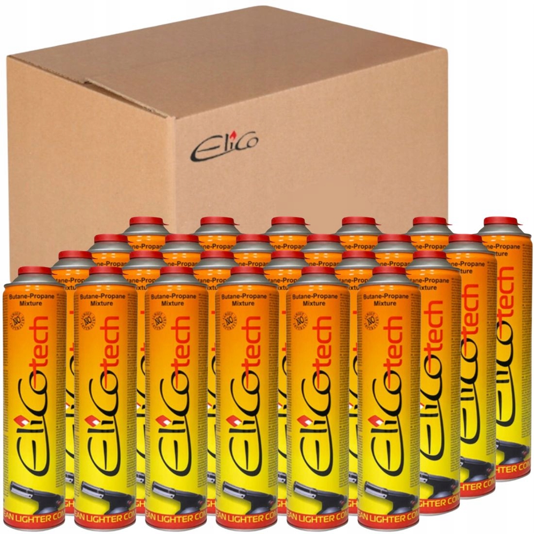 Univerzální Plyn Elico 600 ML Kartušový Šroubový Ventil 7/16" 24 Kusů