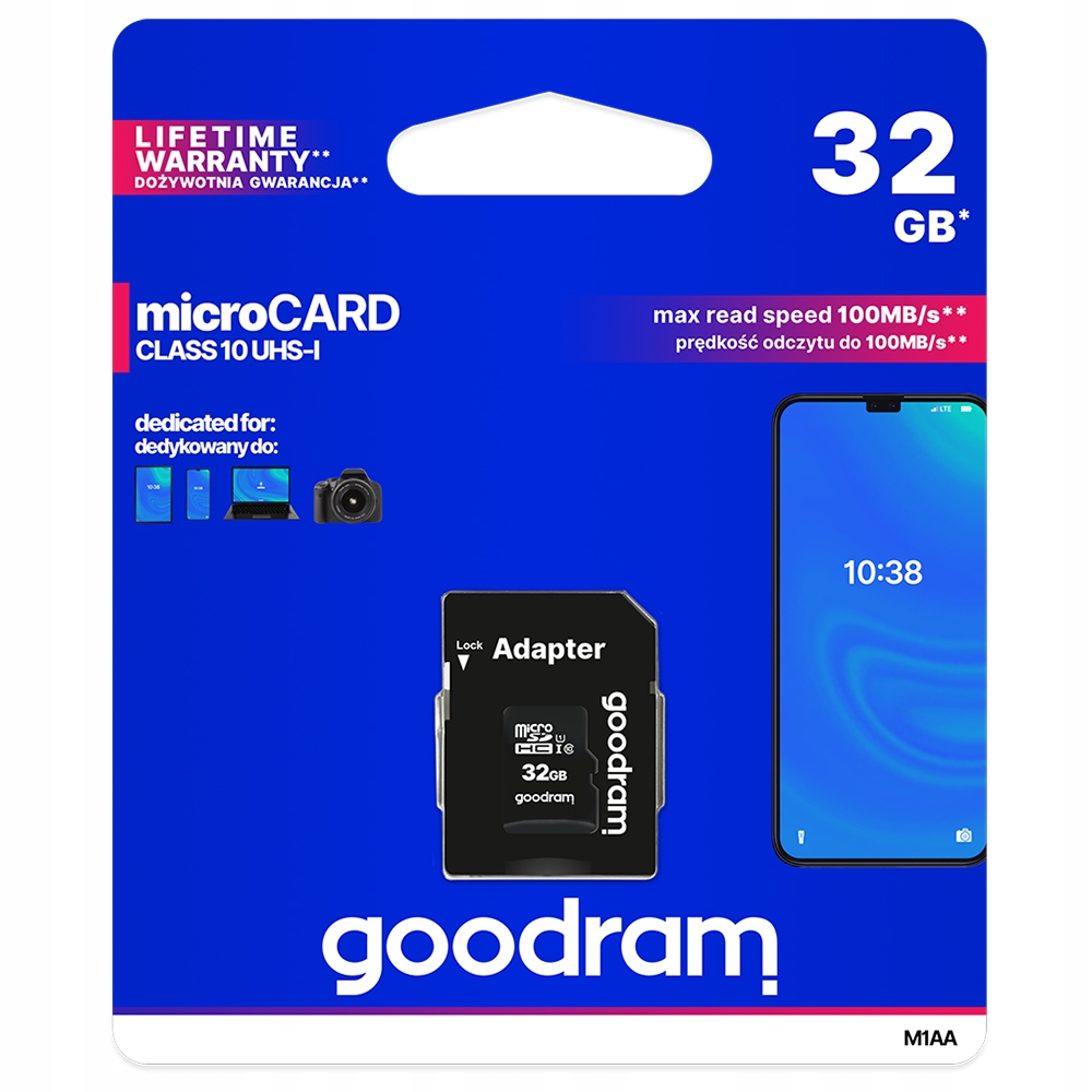KARTA PAMIĘCI GOODRAM 32GB MICRO SD MICROSD CLASS KLASA 10 SDHC + ADAPTER