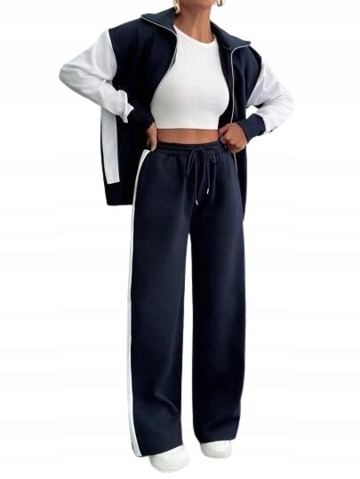 Shein Teplákovka Dámský Tmavě Modrý Komplet S Bílým Páskem Vel. L 1DC