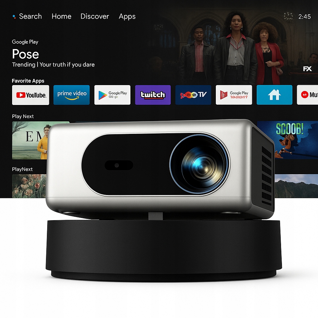 Rzutnik Projektor Led Autofocus Android Tv Full Hd Wifi Pilot Bt 900 Ansi