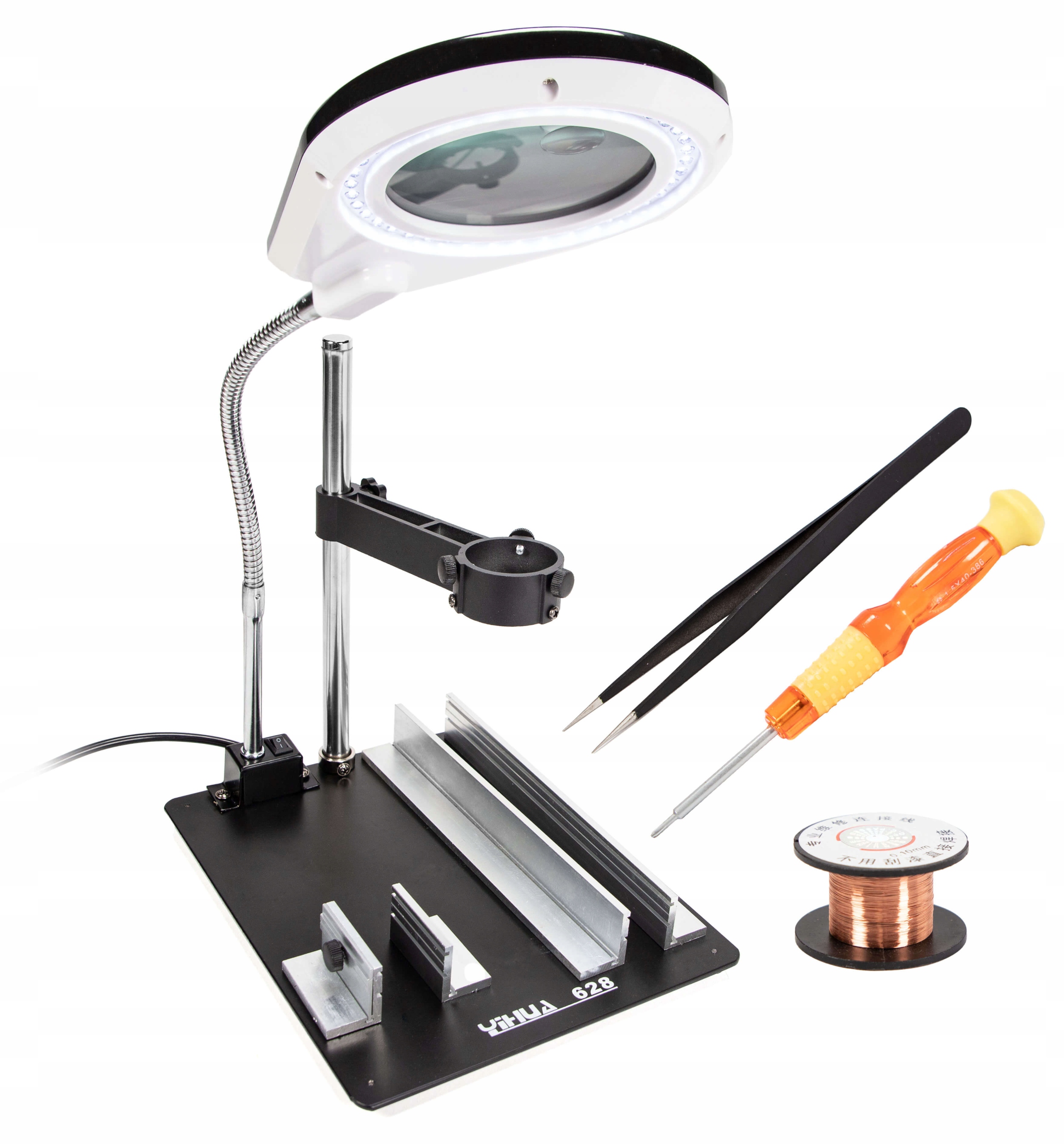 Držák na pažbu Hot Air, upevnění horkým vzduchem, Led lupa Yihua 628A-IV