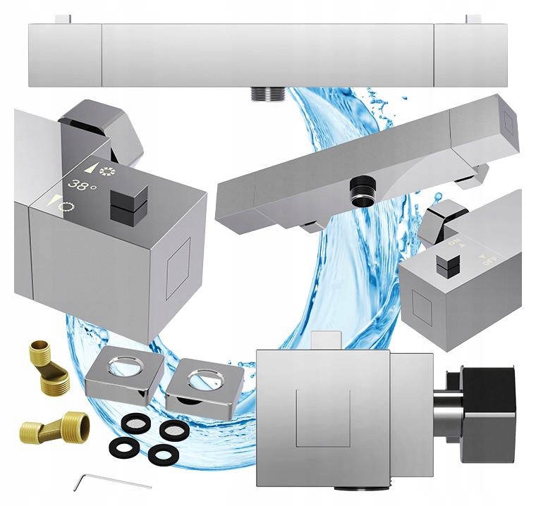 Termostatická Sprchová Batéria Strieborná Kohútik Do Kúpeľne Tugela
