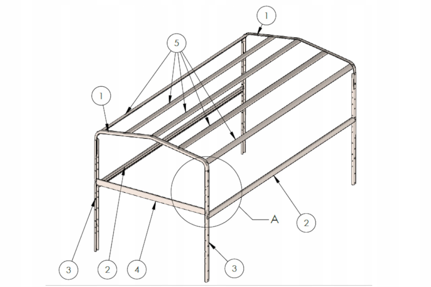 Rám H-1100 pro plachtu přívěsů Unitrailer Garden Trailer 264 264/2 Kipp