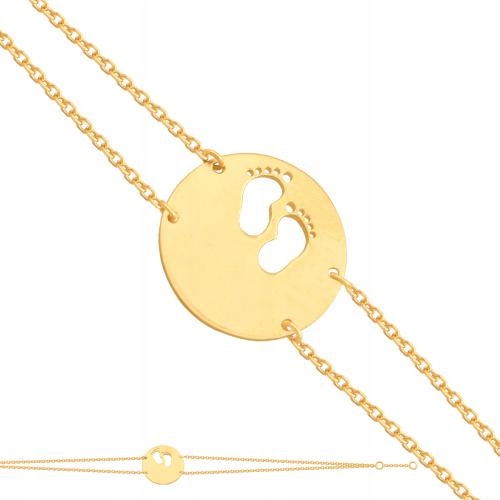 Ankrový náramek ze zlata 585 s kulatou destičkou a vyřezanými nožičkami