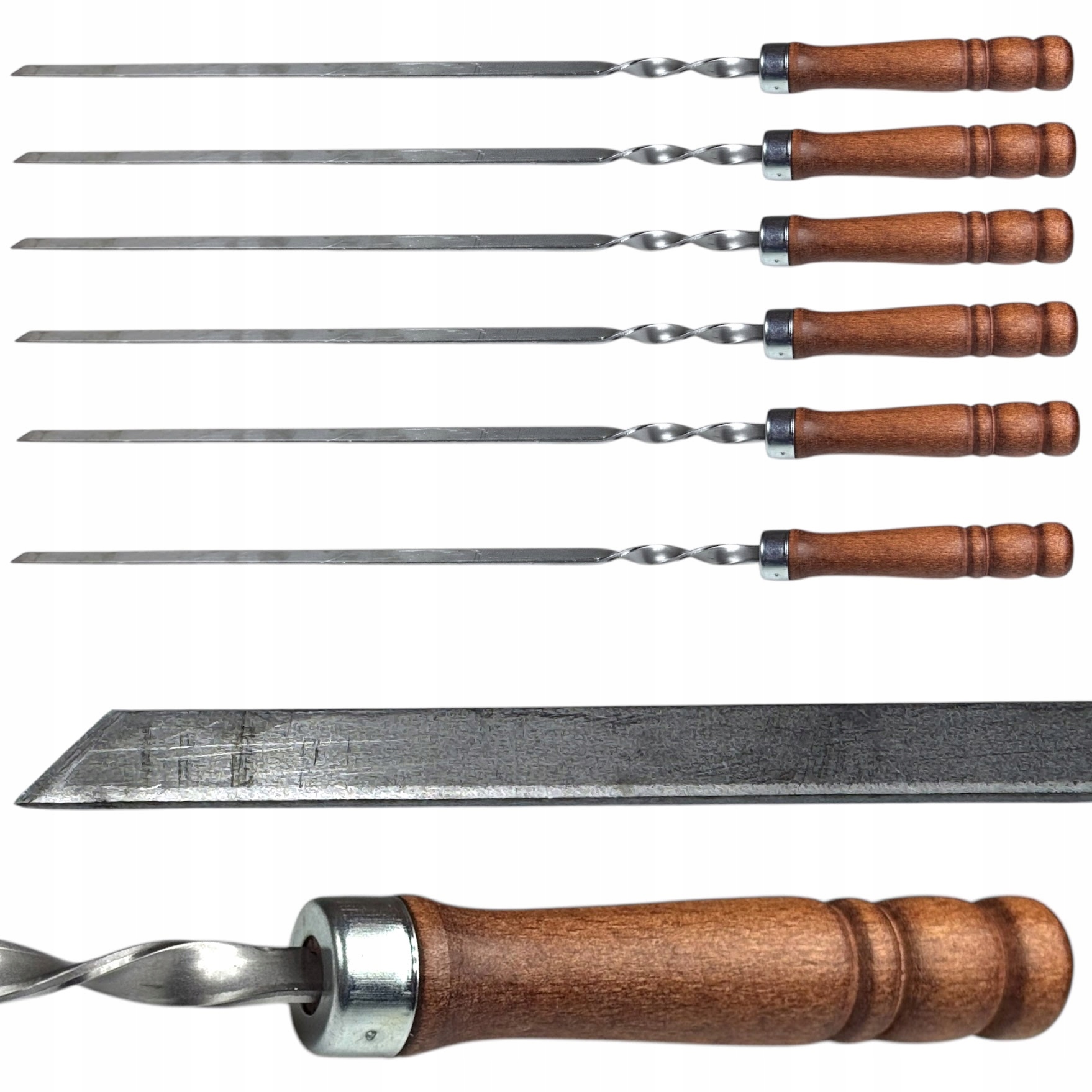 Szpikulce widełki szampury szpady do szaszłyków 60cm stal nierdzewna 6 szt