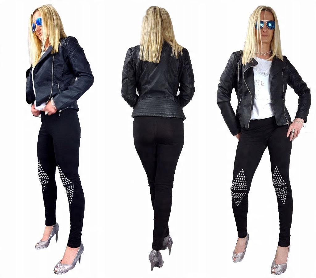 

Spodnie Legginsy Rurki Ćwieki Ripped Getry Dziury