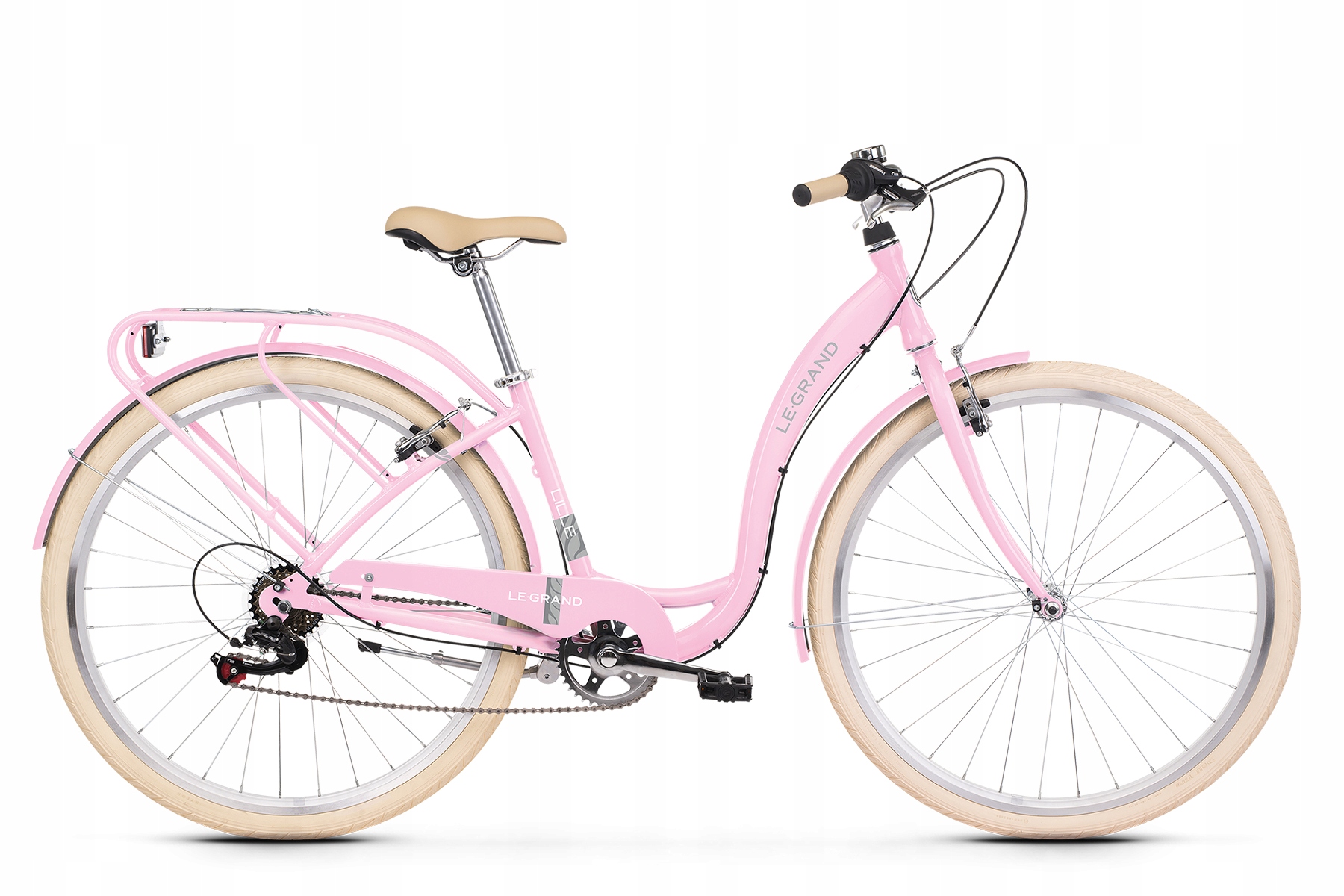 Rower miejski Legrand Lille 2 rama 19 cali koło 28 " różowy