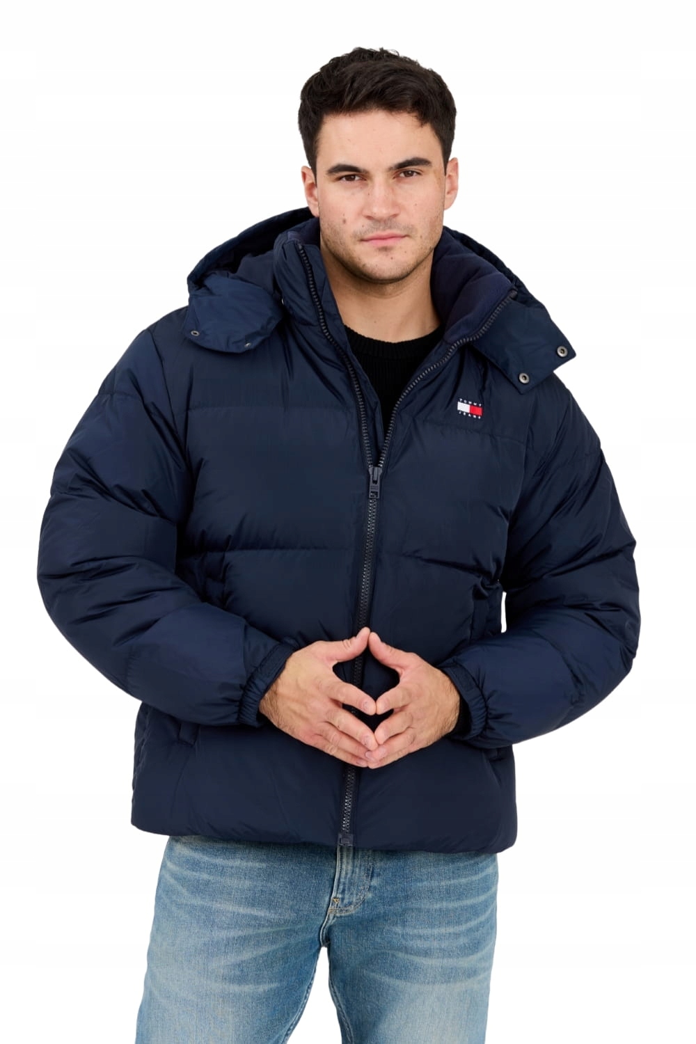 Tommy Jeans Granatowa puchowa kurtka z dużym logo Alaska XXL