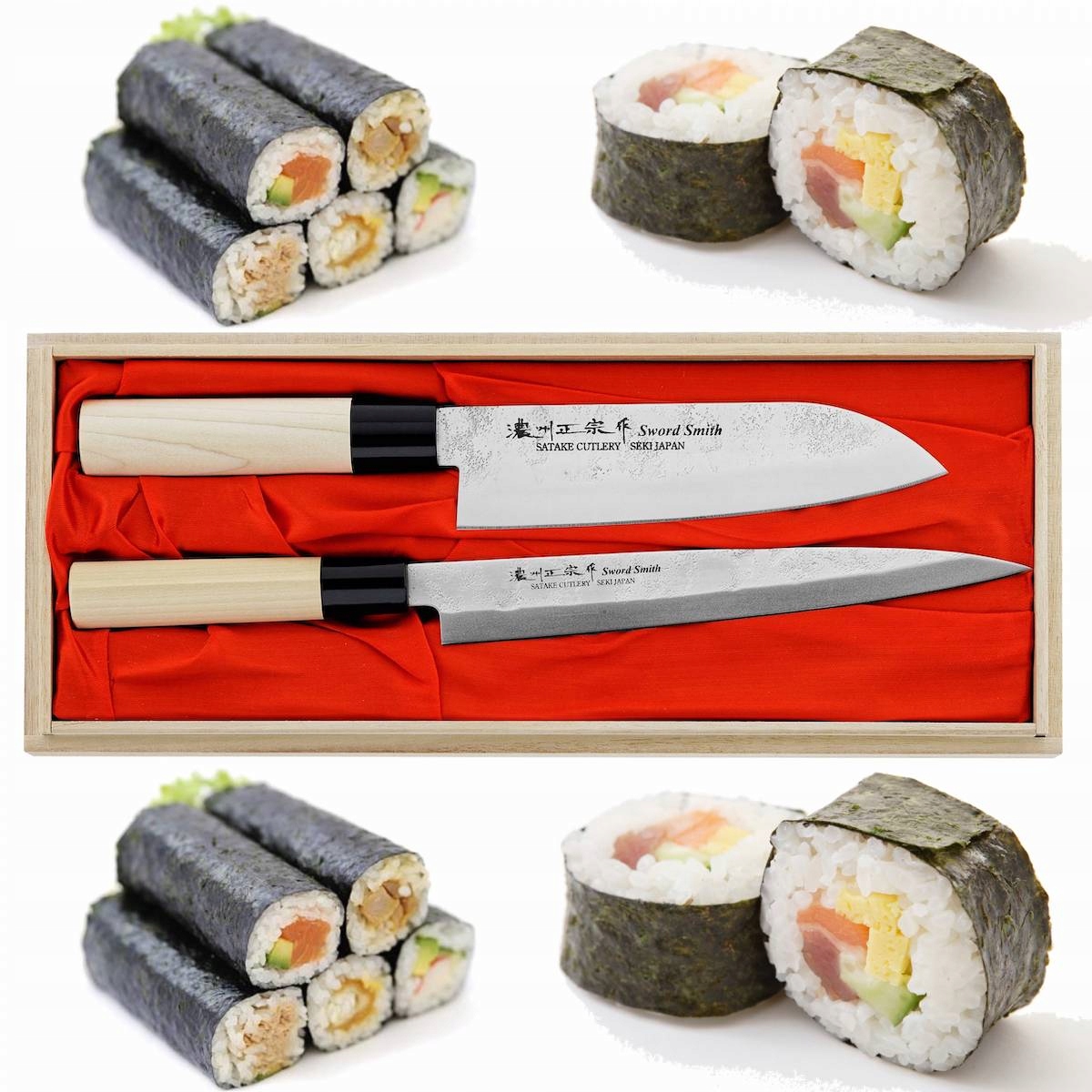Satake Nashiji Natural Japonský set 2 nožov Santoku 17 cm a Sashimi 21 cm