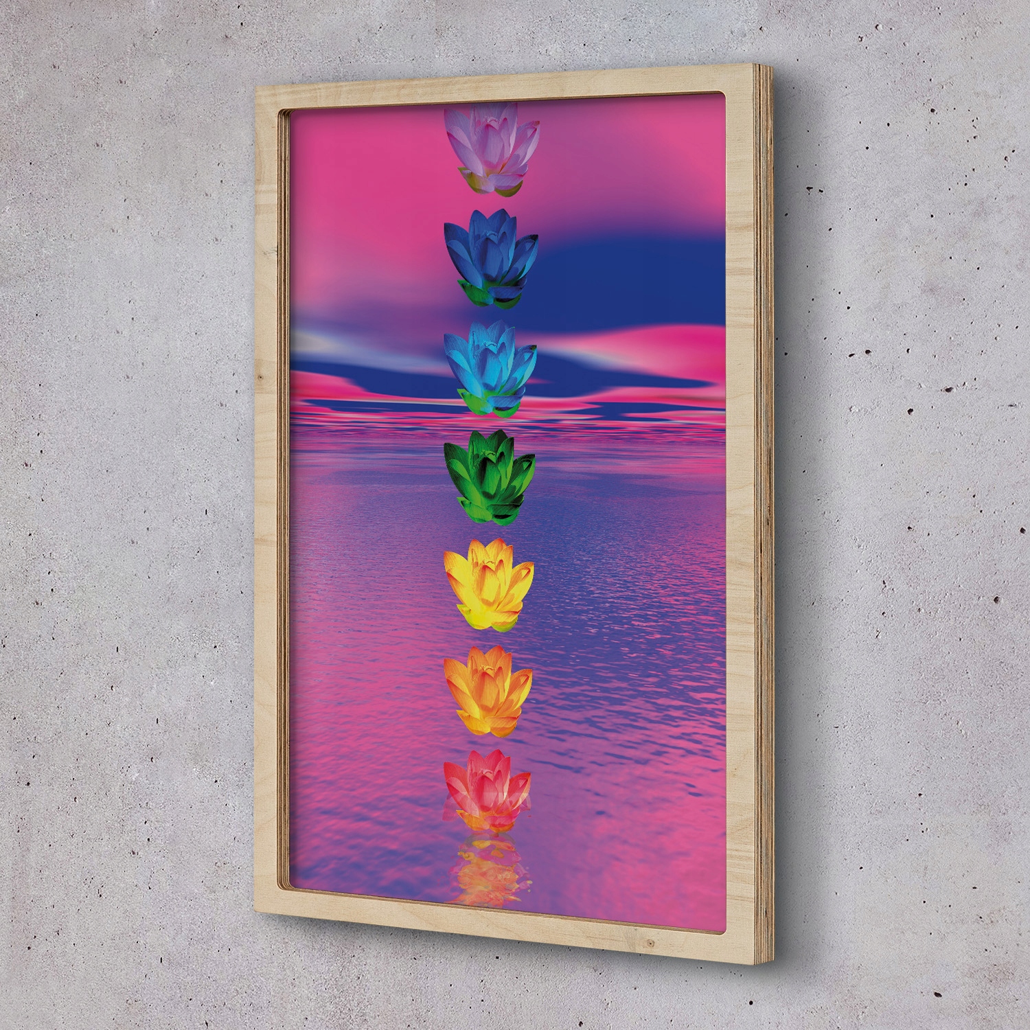 Obraz v dřevěném rámu Čakra květina lilie 40x60