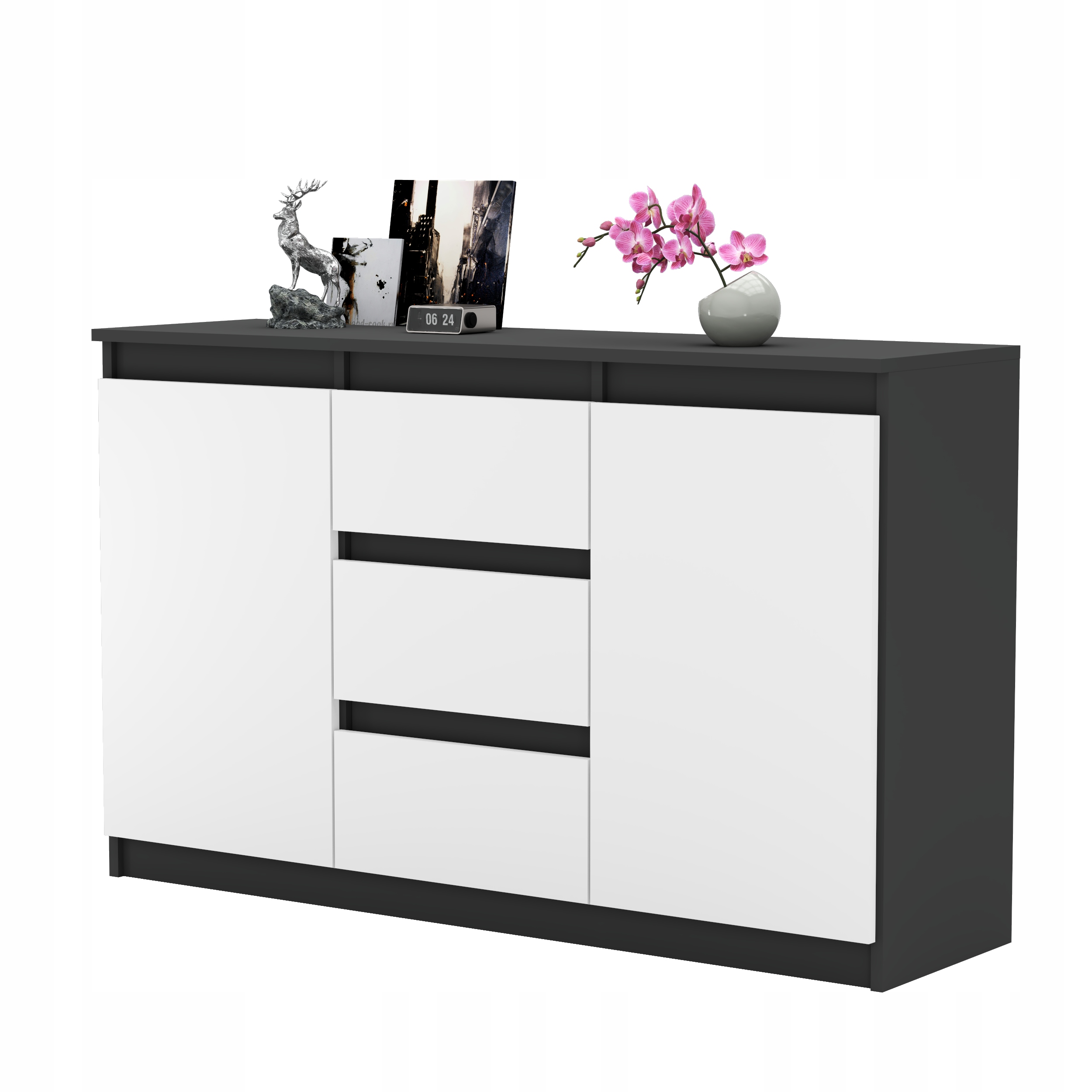 Komoda AGA 120CM BETON/BIAŁY MAT Pojemna Szafka 3 Szuflady MIX KOLORÓW Kolor mebla beton jasny