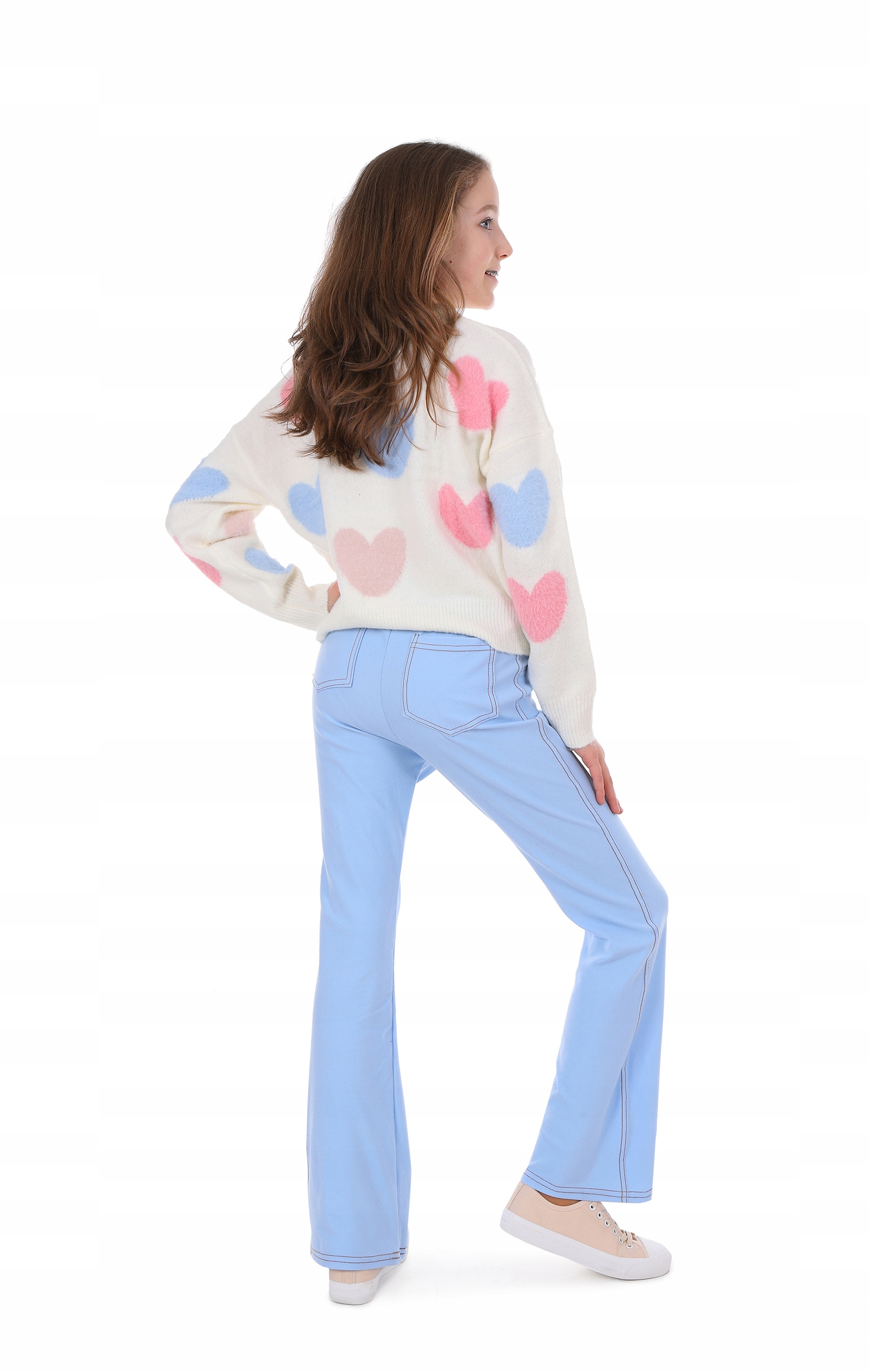 Spodnie jeansowe, DZWONY - 158 BŁĘKIT Kolor niebieski