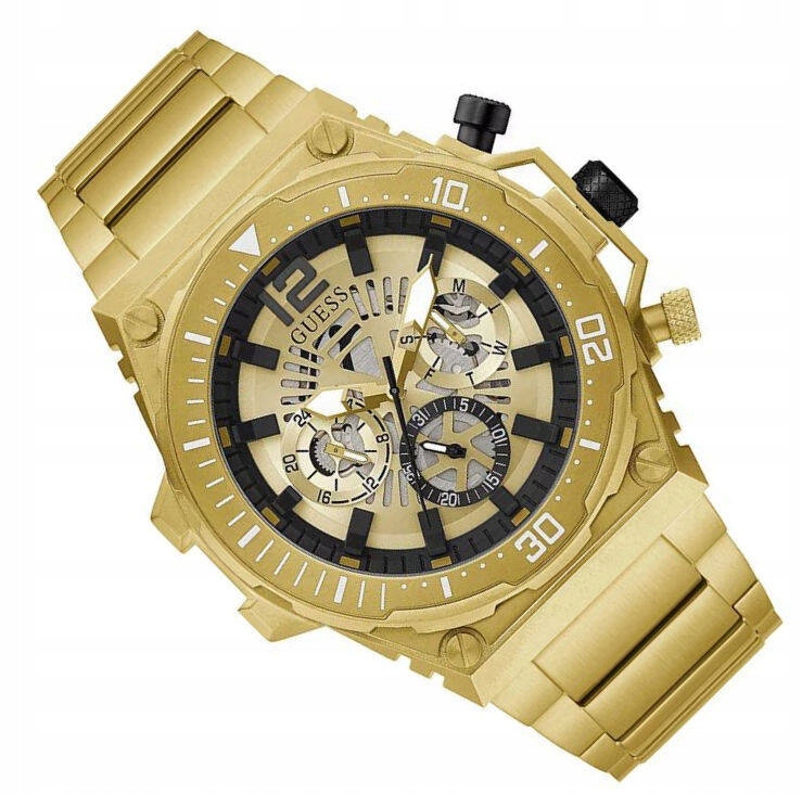 Zlaté Pánské Sportovní Hodinky Guess Exposure GW0324G2 50M Vodotěsné