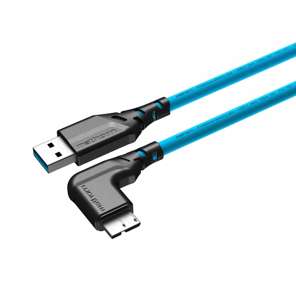 Mathorn MTC-521 kabel tetheringowy USB-A-MicroB 90° 5m 10Gbps
