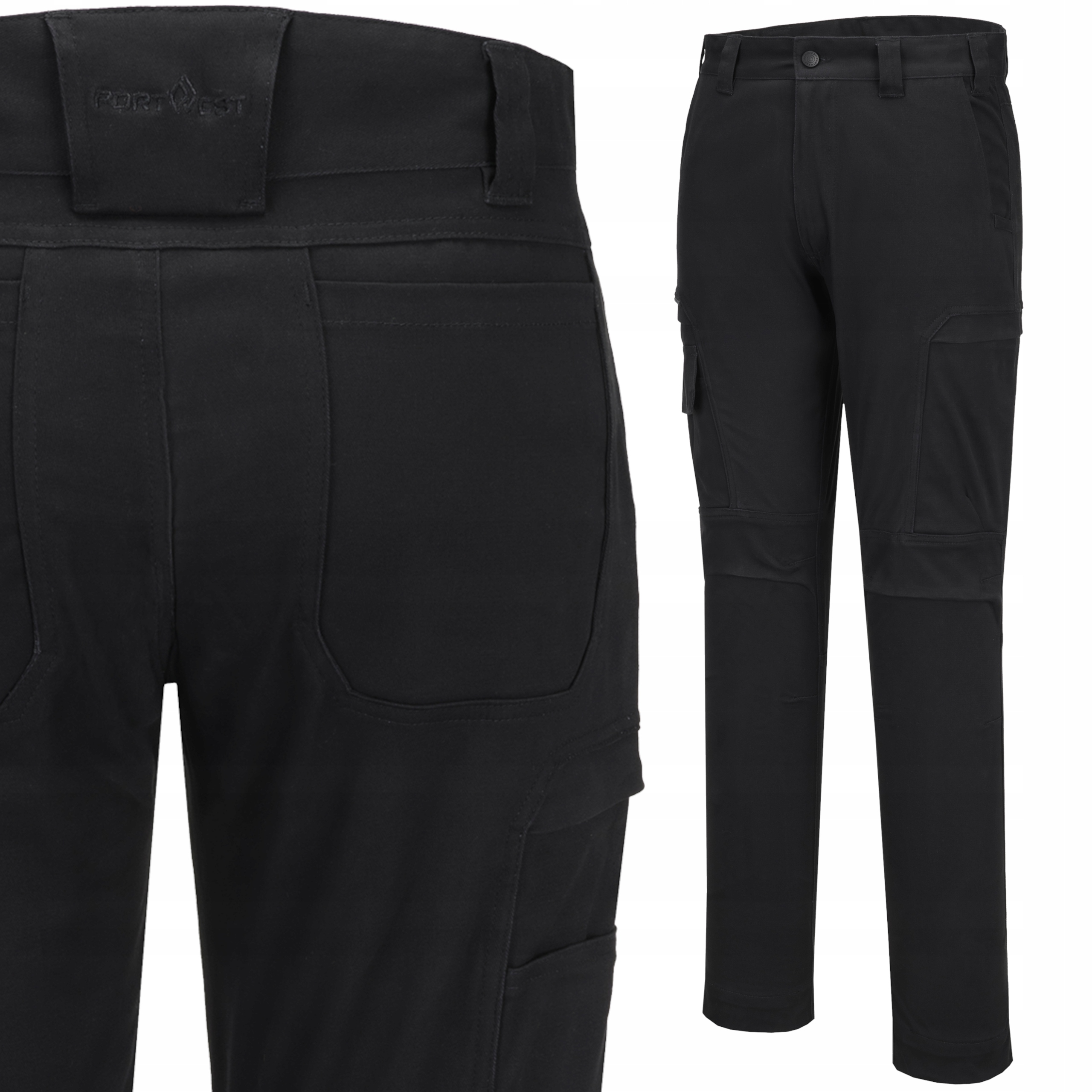 Spodnie robocze KX3 Cargo monterskie długie Portwest T801 Czarne elastan 40