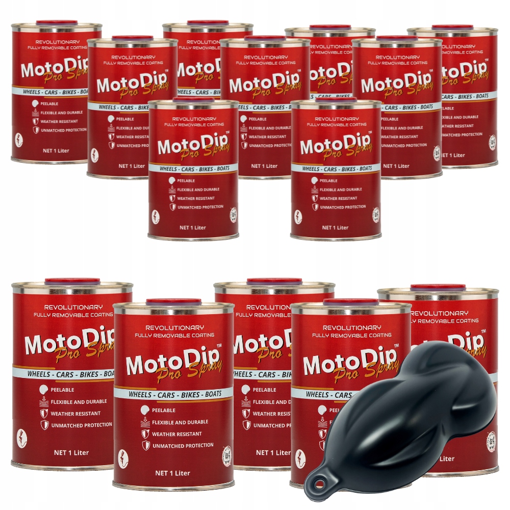 Moto Dip Raven Black Čierny Mat stredná sada pripravená na maľovanie s objemom 14 litrov