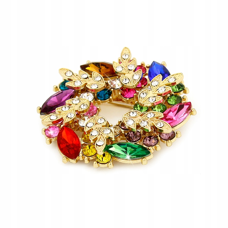 BROSZKA KOLOROWY WIANEK KWIATÓW CYRKONIE