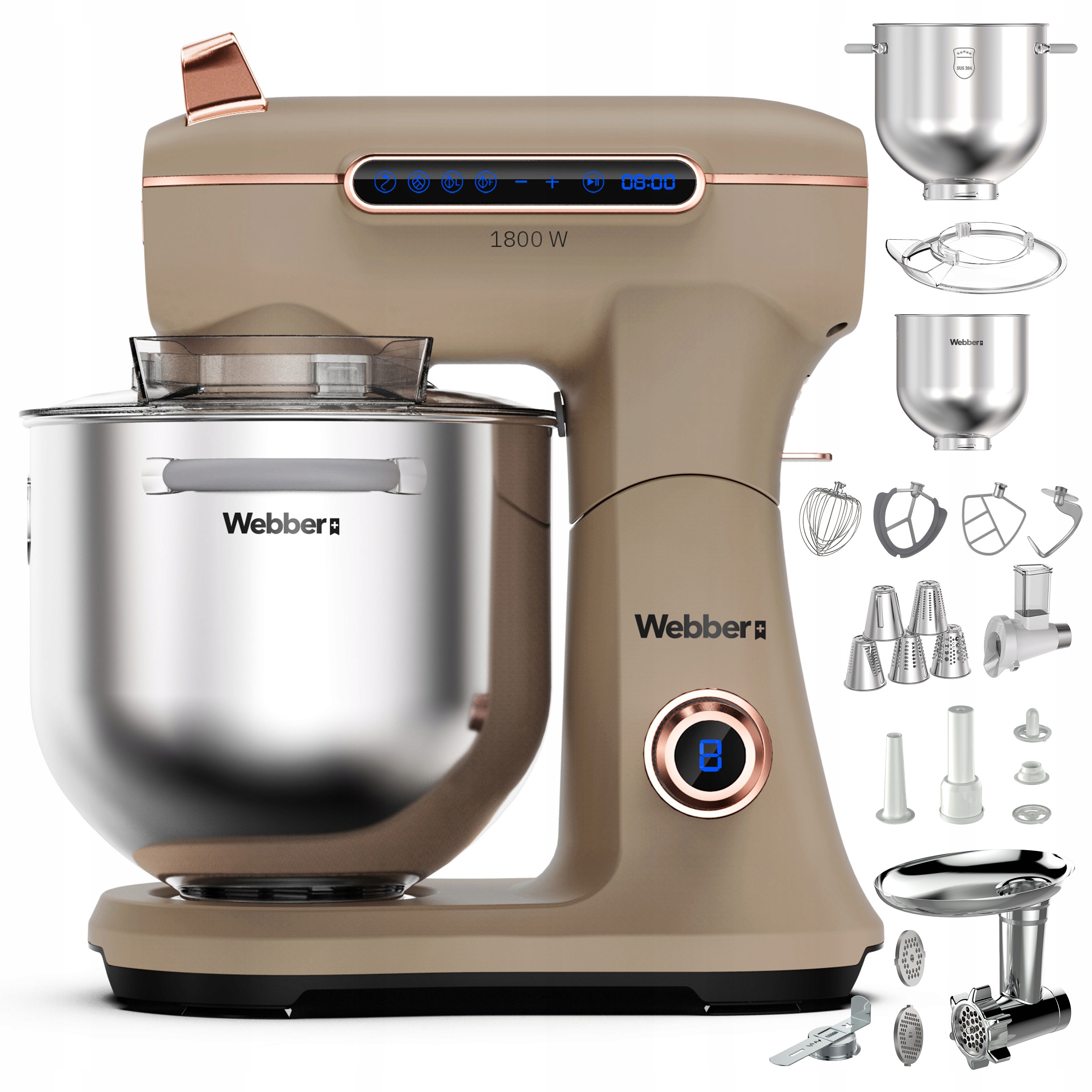 Planetární kuchyňský robot Webber XEF900 1800W mísa 7L multifunkční mixér