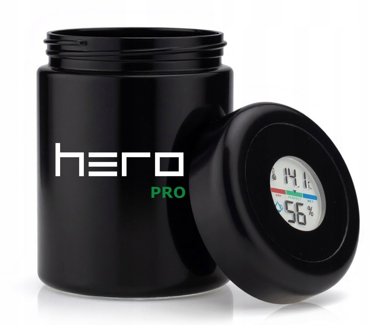 Szklany pojemnik bezzapachowy z higrometrem 250ml Hero Pro