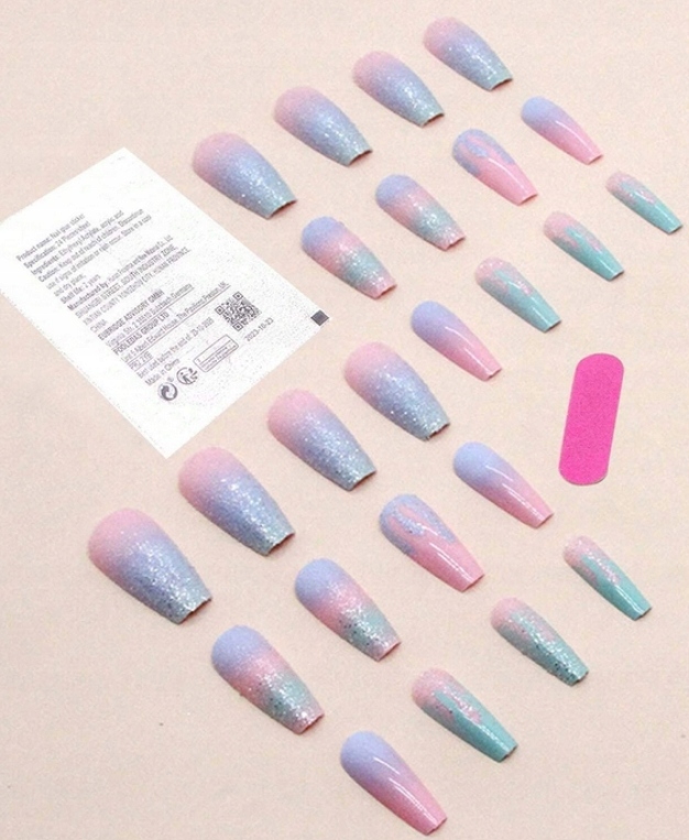 Paznokcie PRESS ON NAILS TIPSY 24 LATO letnie pastele ombre brokat Kolor Zestawy