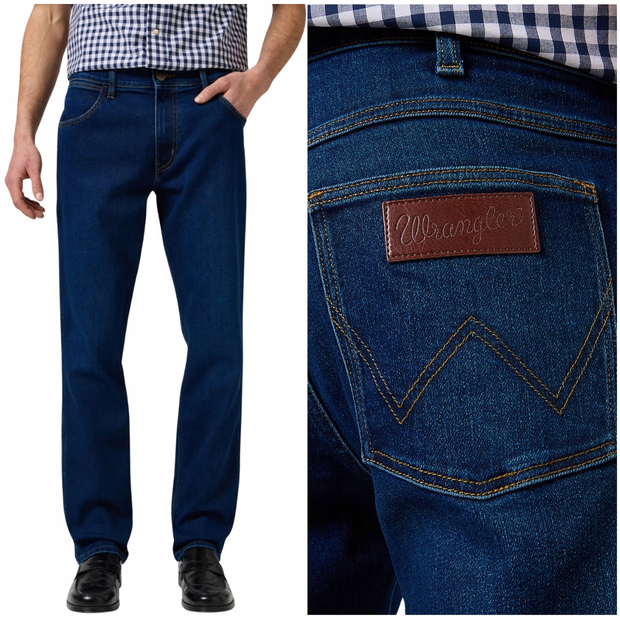 Wrangler Greensboro Cosmic Blue elastické rovné džíny W36 L34