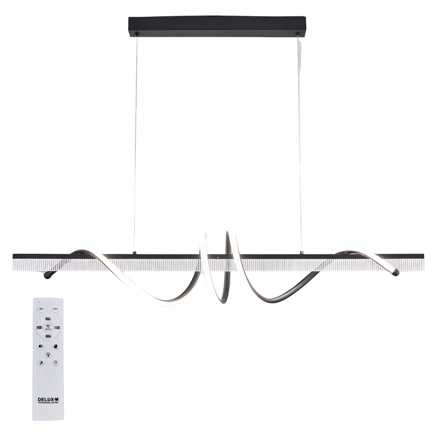 Stropní Svítidlo moderní závěsná Led Lustr Dálkový Ovladač 100 cm černá nad stůl